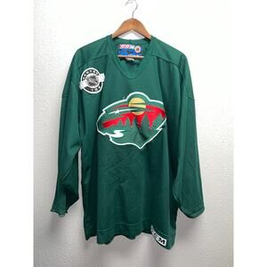 Vintage Minnesota Wild Jersey Hockey NHL CCM Center Ice Patch Long Sleeve XL